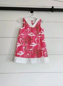 Gymboree Flamingo Shift Dress Pink Green Girls Preppy Summer Bright Cruise Sz 4  - Picture 1 of 9