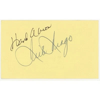 Hank Aaron Signed Index Card JSA LOA with Dick Drago 755 Home Run Pitcher - Image 1 of 2