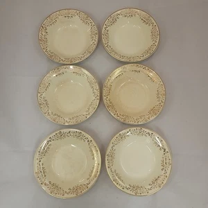 Taylor Smith Taylor USA 6 Beerenschalen Porzellan Gold Blumenmuster 5 1/2 Zoll - Bild 1 von 20