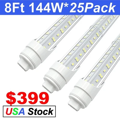 2 Pin 8 Ft Garage Led Bulbs 6500k Block RF T8 8 Foot LED Tube Light R17D HO Base - Image 1 of 4