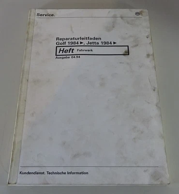 Manual De Taller VW Golf II/2 / Jetta Desde 1984 Chasis Estado 04/1994 - Imagen 1 de 4