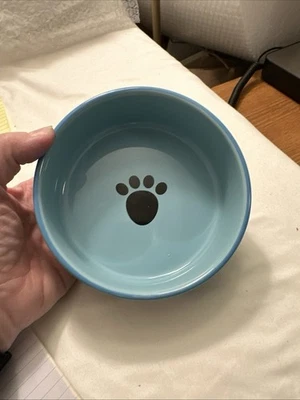 NUEVO-Whisker City Cat Cuencos de Cerámica 5" Para Comida y Agua, Azul Foto 1 de 4