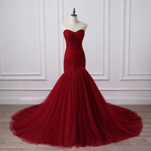 Vestidos de novia de sirena borgoña vestidos de novia talla grande disponibles vestidos de novia - Imagen 1 de 11