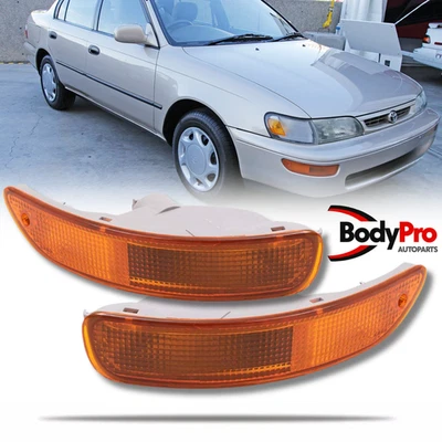 适用于 1993 - 1997 年丰田卡罗拉前保险杠灯黄色套装左 + 右  — 第 1/4 张图片
