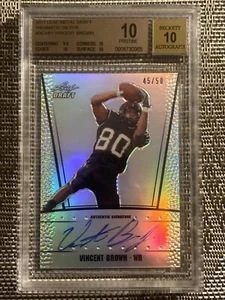 2011 LEAF METAL PRISMATIC SILVER DRAFT VINCENT BROWN ROOKIE BGS 10 AUTO 10 45/50 - Picture 1 of 6