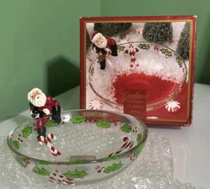 Gorham Winter Follies Kristall Süßigkeiten Schale Harz Santa 6 3/4" Weihnachtsdeko - Bild 1 von 5