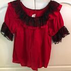 Womens Blue Ruffle Or Red Black Lace Square Dance Shirts Sz: Medium Choose Style