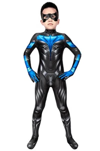 Batman Titans Nightwing Jumpsuit Kids Halloween Cosplay Costume - Picture 1 of 10