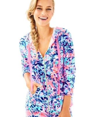 Sudadera con Capucha Lilly Pulitzer Larina Terciopelo Cremallera Completa Cabana Cóctel Grande Foto 1 de 4