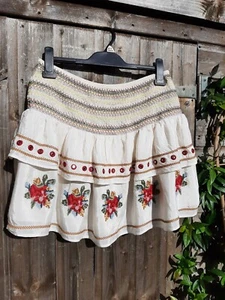 River Island Artisan Noir Cream Embroidered Floral Skirt 14 FIT 12 14 16 Ws £40 - Picture 1 of 8