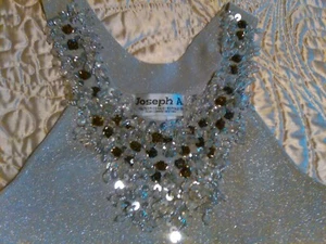 JOSEPH A. SILVER EVENING TOP. STATEMENT NECKLINE CLEAR BEADS EMBELLISHMENTS M. - Picture 1 of 4