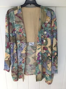 Vintage Laura Kieffer for Susan Burrowes offener Blazer Damengröße 24 beige bunt - Bild 1 von 3