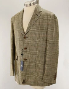 POLO RALPH LAUREN Beige GLEN PLAID Linen Twill Sport Coat Jacket 42R NWT - Picture 1 of 3