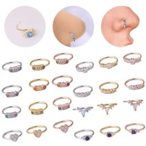 Zircon Copper Septum Clicker Nose Daith Segment Cartilage Rings Hoop Piercing ~ - Picture 1 of 24