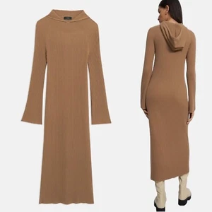 Vestido con Capucha Theory Fieltro Lana Cachemira en Lona Beige Talla Mediana M - Imagen 1 de 9