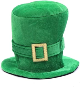 St. Patrick'S Green Velvet Top Hat with Shamrock, Party Favor, and Tree Topper A - Picture 1 of 12