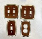 4 Vintage Dilly Mfg Co. Metal and Wood Switch And Outlet Covers