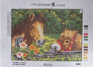 Collection d'Art needlepoint canvas 9 x 12" Horses - Picture 1 of 1