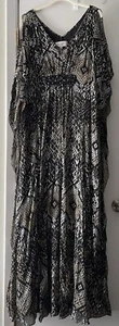 STUNNING $800! BADGLEY MISCHKA COLLECTION BEADED SILK EVENING KAFTAN SZ XL 14/16 - Picture 1 of 23