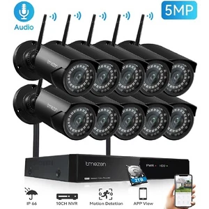 5MP Funk WLAN Überwachungskamera Set Videoüberwachung Kamera AUßEN 10CH NVR 2TB - Bild 1 von 56