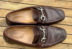 Salvatore Ferragamo Men Size 8.5 EE Brown Leather Parigi Loafer Driving Shoes - Picture 1 of 9