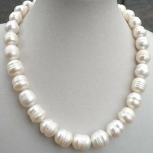 18" Huge 13-18 mm Natural AAA Sea Potato White Pearl Necklace 14k Gold Clasp - Picture 1 of 2