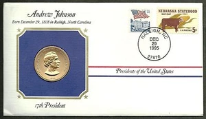 US 1995 FDC With Official Mint Presidential 24kt Gold Electroplated Medal # 17th - Picture 1 of 2