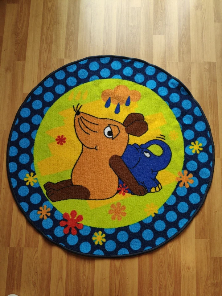Consignment With The Mouse Carpet Round ∅ 100cm Mouse And Elephant In Meadow  - Image 1 of 4