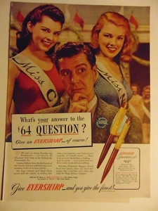 1946 EVERSHARP PEN SET Beauty Pagent Vintage Print Ad - Bild 1 von 1