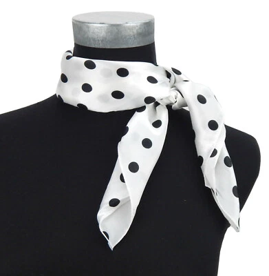 Ella Jonte kleines Tuch weiß schwarz Punkte Retro Rockabilly Halstuch 40% Seide