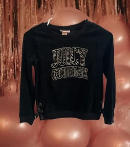 NWT Juicy Couture Girls Black Top Sweater Long Sleeve Logo Size 8/10 Top Only - Picture 1 of 7