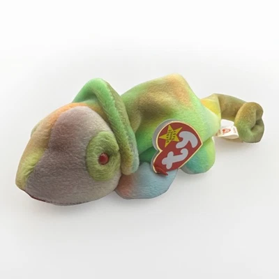 RARE VINTAGE NEW WITH TAG 1997 Ty Beanie Baby “Rainbow” The Iguana Chameleon - Image 1 of 4