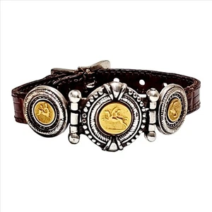 ...Vintage BRIGHTON Silberfarben, Goldfarben Antike Designs, Lederarmband... - Bild 1 von 11