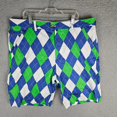 Royal & Awesome 高尔夫斜纹布短裤男式 38 多钻石 Argyle 休闲平前 — 第 1/4 张图片