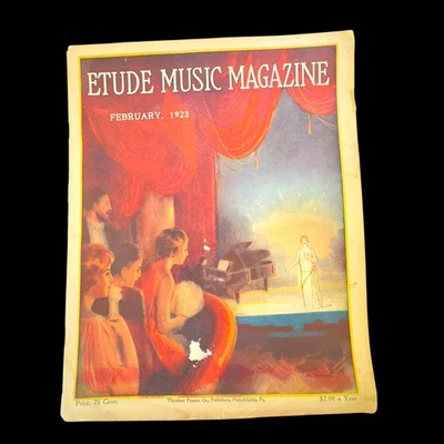 Etude Music Magazine February 1923 Vintage Sheet Music History Levittzki, Scott - Image 1 of 4