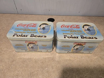 Coca Cola Polar Bears Metal Trading Cards In Tin Lot Of 2 - Image 1 of 4
