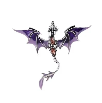 Nuevo Broche Dragón Volador Púrpura y Plata Cristal Prendedor Regalo Retro Esmalte Joyería Foto 1 de 4