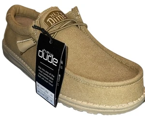 Hey Dude Men's Sz 7 Wally Canvas Classic Chestnut Boat Shoe Slip-On Loafer NWT - Picture 1 of 10