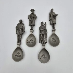 Vintage Pewter Collectible Spoons,1970's Themed Figures "The Host" "The Merchant - Picture 1 of 4