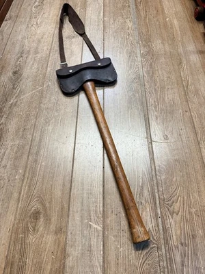 RARO Hacha de Doble Broca True Temper Kelly Works Borde Pedernal de Colección con Eslinga de Cuero Foto 1 de 4