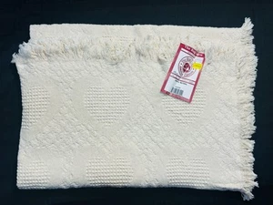 The Rug Barn Throw Blanket HEARTS NATURAL 100% Cotton 46"x64" Made In USA - Picture 1 of 5