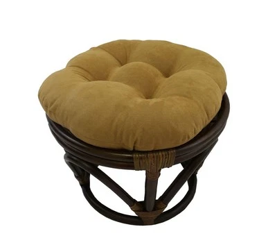 Furniture Piece Rattan Ottoman with Micro Suede Cushion - Image 1 of 2