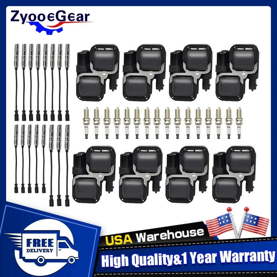 8 Ignition Coil & 16 Spark Plug & Wire UF359 For Mercedes-Benz C CL CLK ML Class - Image 1 of 4