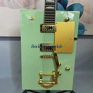 Surf Green Bo Diddley Electric Guitar Solid Body HH Pickups Gold Jazz Bridge - Picture 1 of 8