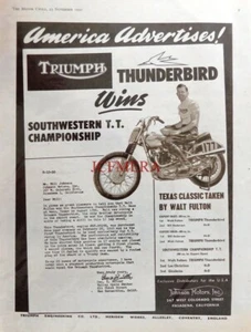 TRIUMPH 'Thunderbird' 650cc Motor Cycle Advert #7 : 1950 M/Cycle Print - Picture 1 of 1