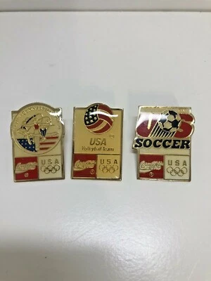 Coca-Cola USA Pins Coke Gymnastics Soccer & Volleyball 3 Sponsor Pins Vintage - Image 1 of 4