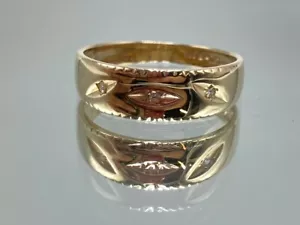 Alianza de boda unisex oro-diamante 3 diamantes 0,03 quilates T.W. Amarillo 14K (EL1090323) - Imagen 1 de 6