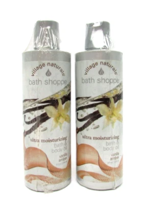 Lote de 2 Village Naturals Ultra Hidratante Baño y Aceite Corporal Vainilla Ámbar Foto 1 de 3