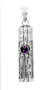 Amethyst Perfume Box - Pill Box - Message - Ashes Pendant in 925 Sterling Silver - Picture 1 of 11