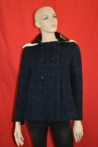 NWT PRADA NAVY BLUE KNIT WOOL CASHMERE DOUBLE BREASTED LOGO BUTTONS JACKET 40 - Picture 1 of 12